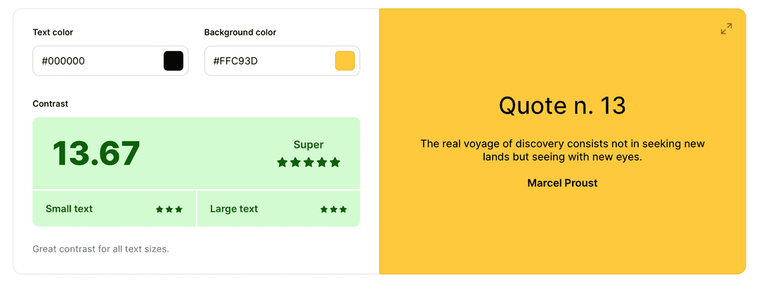 screenshot of color contrast result 13.67